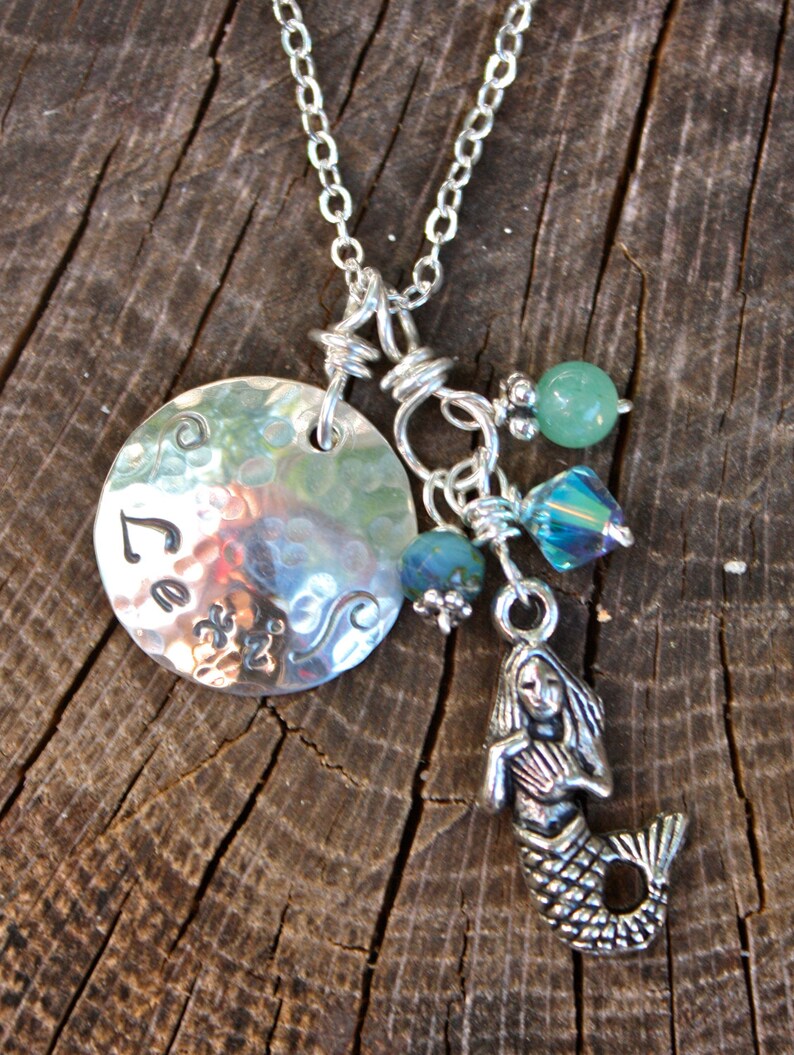 I Am a Real Mermaid Necklace / Hand Stamped Sterling Silver with Mermaid Charm/ Beach Lover image 4