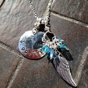 Footprints Hand-stamped Memorial Necklace - charm necklace - Boho beach style - may be personalized with names or words