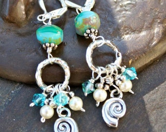 She Sells Sea Shells Dangle Chandelier Earrings Hand-crafted for the Beach Lover/ mermaid /Beach Style