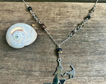 Witch Necklace - mixed metals with black and gold beads, lots of fun for Halloween