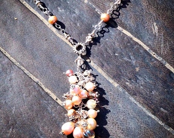 Peach Blossoms Tasseled Necklace