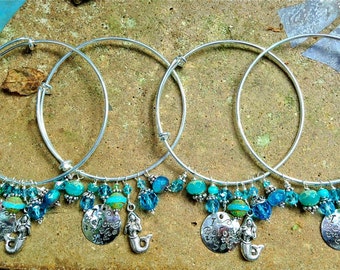 I Belong by the Sea Bangle Bracelet for beach lovers - mermaid bling