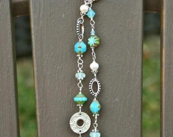 Aqua Sea Spray Chain Lariat Necklace inspired by the beach & sea - Boho Mermaid style