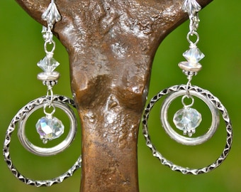 Crystal Clear Persuasion Double Hoop Earrings - Goes with Everything- Dressy or casual- mermaid style