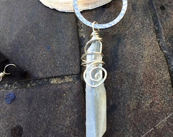 Grounding Silver Natural Crystal Point Suede Necklace-Healing Piece Made w Balancing Positive Energy & Circle of Life~Boho Mermaid jewelry