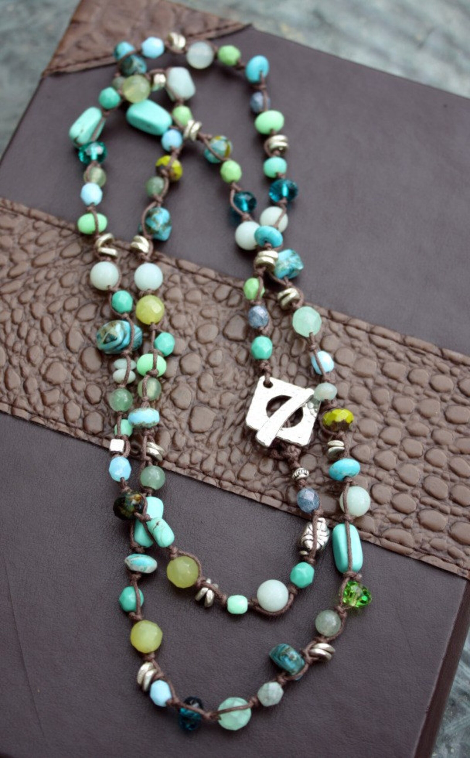 Wraparound Bracelet / Necklace in Blues Versatile and Cool Etsy