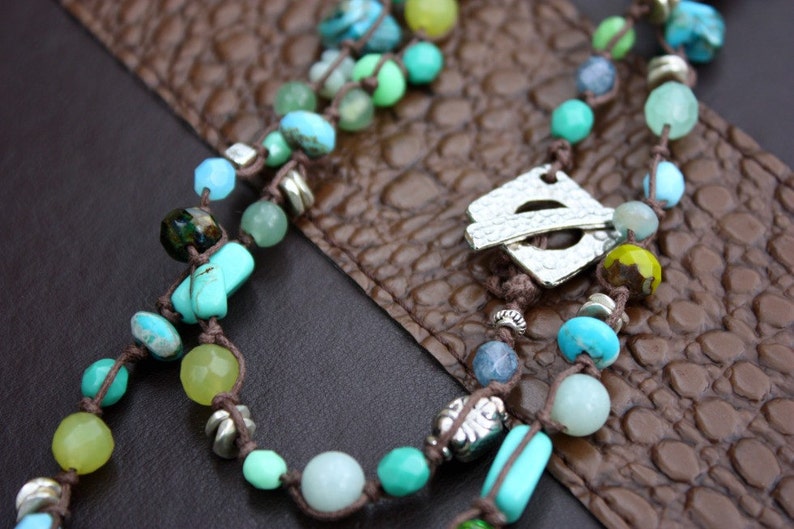 Wraparound Bracelet / Necklace in Blues Versatile and Cool Etsy