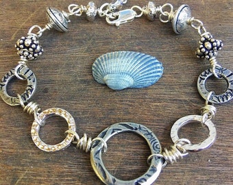 Decades Milestone Birthday Bracelet - mermaid style silver hand-linked bracelet to celebrate “BIG” Birthdays 40, 50, 60, 70