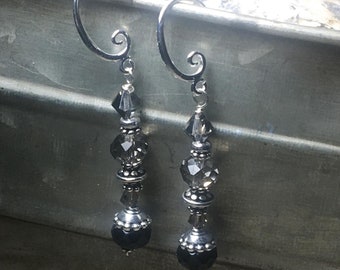 Little Black Dress Earrings - Dressy Mermaid Sparkle - Handmade