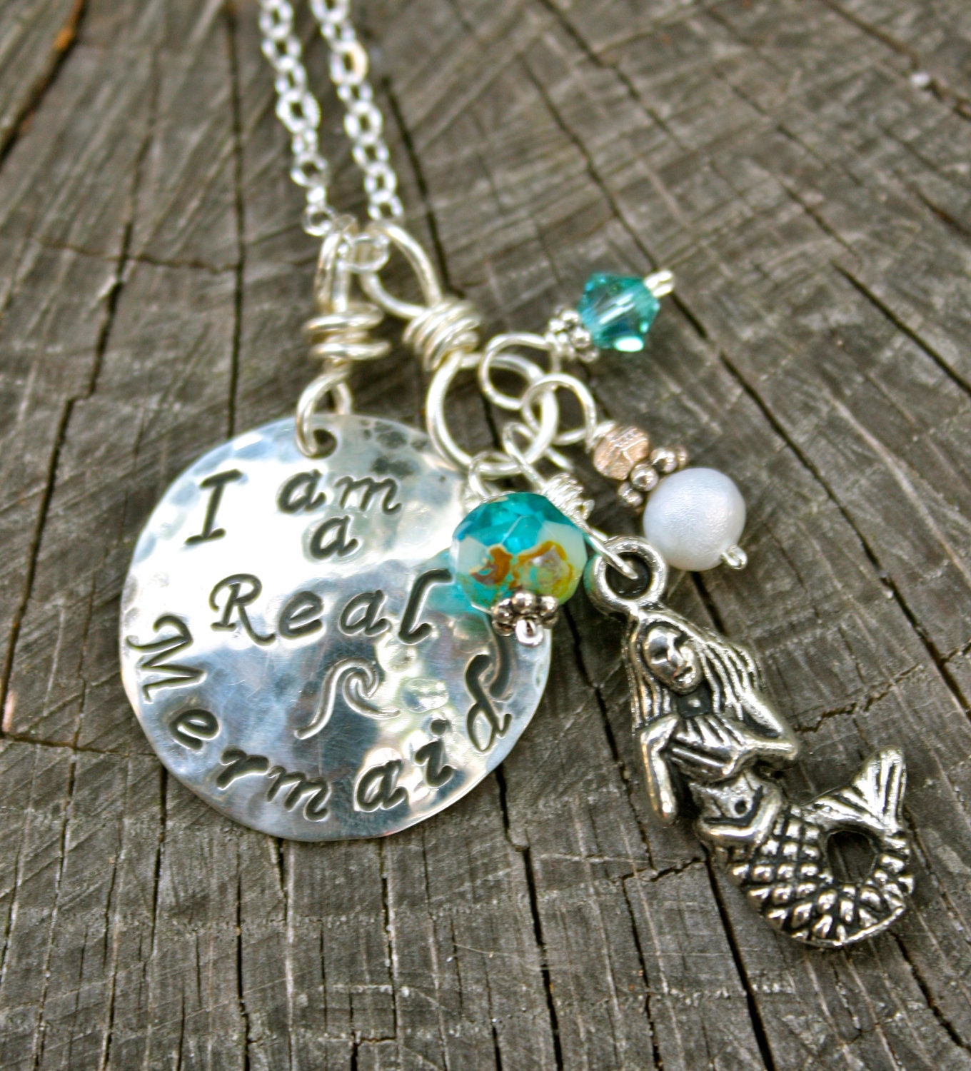 I Am a Real Mermaid Necklace Hand Stamped Sterling Silver With