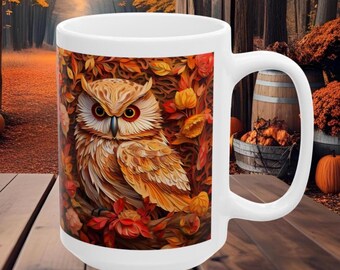 Tazza da caffè a forma di gufo, tazza da caffè a forma di gufo, tazza per amanti dei gufi, regalo per amanti dei gufi, tazza da caffè artistica a forma di gufo, regalo artistico a forma di gufo, tazza per amanti della natura, regalo Hooter