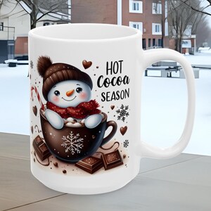 Hot Cocoa Season Coffee Mug, Christmas Mug Gift, Christmas Coffee Cup, Large Cocoa Cup, Mugs with Cocoa, Festive Coffee Mugs, Hot Cocoa Mug