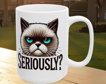 Funny Cat Coffee Mug, Funny Cat Coffee Cup, Cat Attitude Coffee Mug, Cat Attitude Gift, Cat Lover Gift, Moody Cat Gift, Humorous Cat  Mug