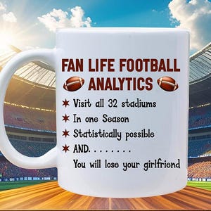 Football Fan Coffee Mug, Sports Gift for Dad or Husband, Football Enthusiast Mug, Game Day Coffee Cup, Football Season Essentials