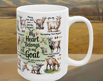 Taza "Mi corazón pertenece a mi cabra", taza de café con cabra, regalo para amantes de las cabras, taza para amantes de las cabras, regalo para dueños de cabras, taza artística con cabra