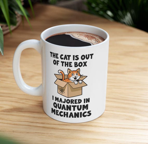 Schrödinger's Cat Heat-Changing Mug Set – 2-Pack, 10 Oz Ceramic Mugs, Reveals Live/Dead Cat With Hot Liquid