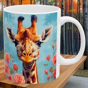 Giraffe Coffee Mug, Giraffe Lover Gift, Giraffe Coffee Cup, Artistic Giraffe Coffee Mug, Giraffe Face Coffee Mug, Giraffe Face Gift