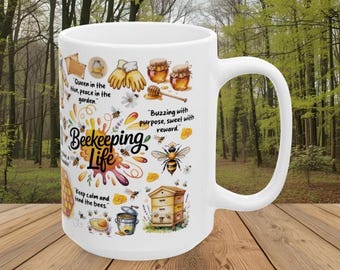 Beekeeping Life Coffee Mug, Beekeeper Gift Mug, Beekeeper Items, Honeybee Coffee Cup, Honey Bee Mug, Hive Keeper Mug, Bee Happy Mug,