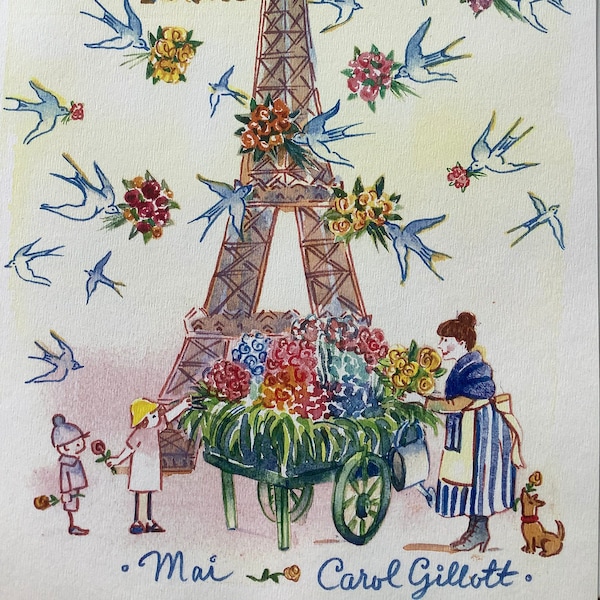 Tour Eiffel, Lettres de Paris, Fête des Fleurs, Une seule lettre illustrée, Envoyée de Paris