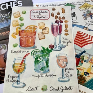 Paris Apero letter, A single letter, + Paris goodies Size A4 Mailed from France Sent folded Cocktails for Francophiles