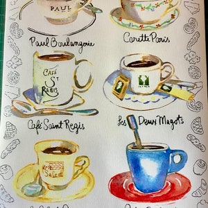 Paris Letter: café cups gift letter, single letter folded in an envelope, size A4 Mailed from Paris, Fun birthday gift