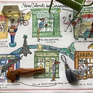 Gabinetes de curiosidades de París, carta individual, más recuerdos de París, tamaño A4 Enviado desde Francia plegado a través de La Poste