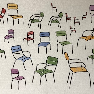 Grote Luxemburgse studiestoelen, Parijs cadeau, Originele aquarel, Formaat: 9&quot; x 11 3/4&quot; Verzonden met tracking vanuit Parijs
