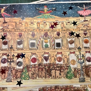 Carta de regalo de París, Ballet Cascanueces, Ópera de París, Carta personalizada, acuarela, Una sola letra, Tamaño A4, doblada,