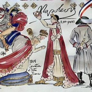 CARTAS DE PARÍS: Napoleón Bonaparte, una carta ilustrada impresa, enviada desde Francia. Tamaño A4. Regalo para un francófilo (MAYO).