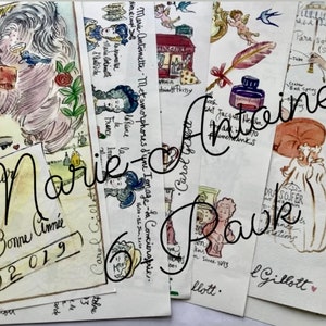 Paquete de 6 cartas de María Antonieta, cartas ilustradas y mapas enviados desde París con seguimiento
