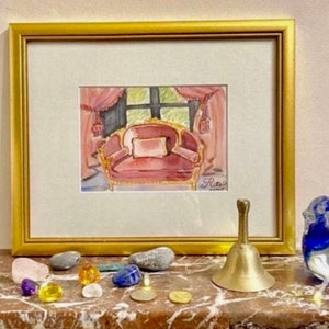 French hotel bear in a teacup, Original watercolor, Size: 6 x 8, shipped from Paris with tracking, image 4