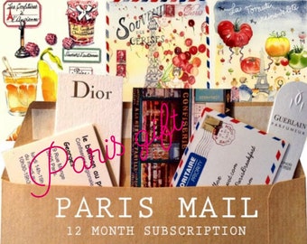 Paris Letter-A-Month:12 letters mailed monthly from Paris to your mailbox, Paris Souvenirs included + Watercolor bonus