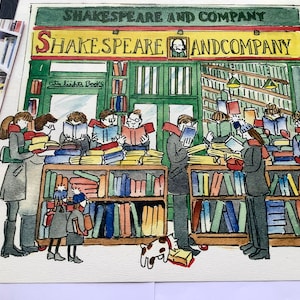 Shakespeare & Co. Paris bookshop, a single letter, + Paris Souvenirs, Size:A4 Mailed folded, from Paris, A fun gift for book lovers,