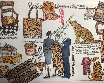 Leopard Print, Paris letter, A gift from Paris, folded in an envelope, Paris souvenirs included, personalization is possible