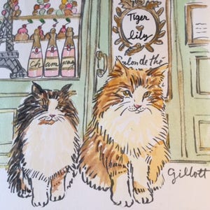 Envía a tu mascota a París Retrato personalizado de acuarela para mascotas; 8,25 x 11 pulgadas, enviado con seguimiento desde París