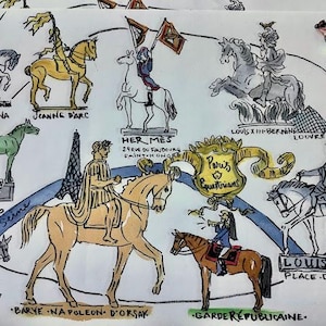 Carta de regalo de París, Estatuas ecuestres alrededor de París, impresión de acuarela, Una sola carta, Tamaño A4, doblada,