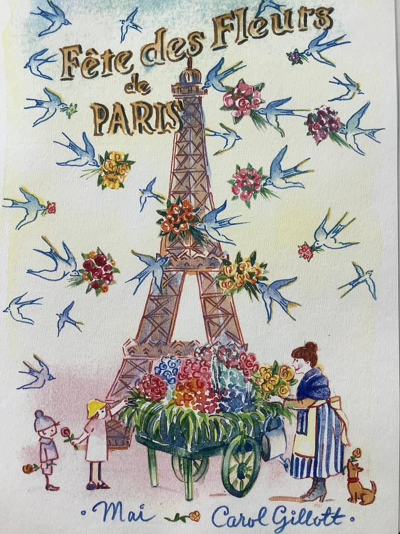 Eiffel tower, Paris letters, Fete des Fleurs, A Single illustrated letter, Mailed from Paris image 1