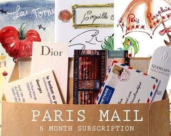 Paris Letter-A-Month: 6-letter Subscription + Small bonus watercolor + Paris Souvenirs mailed from Paris
