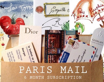Lettera al mese di Parigi: abbonamento di 6 lettere + piccolo acquerello bonus + souvenir di Parigi spediti da Parigi