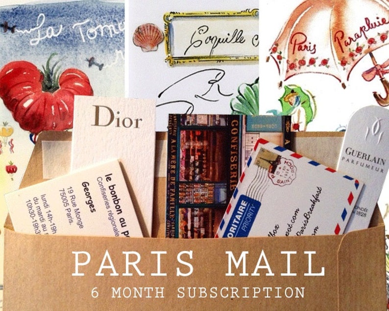 Paris Letter-A-Month: 6-letter Subscription Small bonus watercolor Paris Souvenirs mailed from Paris image 1