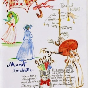 Paris umbrella shop letter, Paris mail, Sent from Paris, watercolor print,