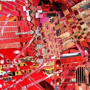 Collage unique rouge "Dream vs Reality"
