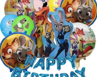 Zestaw balonów foliowych Disney Zootopia Anime Movie Kid Nick Judy the Rabbit Dekoracja na przyjęcie urodzinowe Baby Shower Zabawka Akcesoria na imprezę