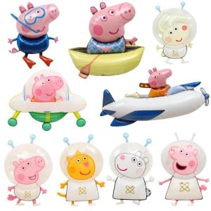 ペッパピッグ 漫画バルーン ジョージピッグ ママ パパ ホイルバルーン 子供用 誕生日パーティー用品 デコレーション 写真小道具 ホームデコレーション