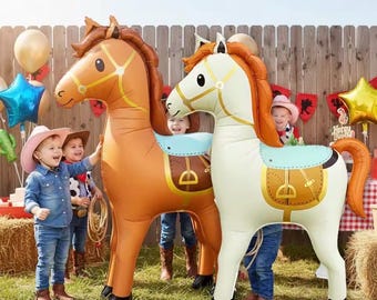 Giant Horse Standing Balloon Oversize Brown Horse for Western Cowboy Rodeo Themed Birthday Party Baby Shower Decoration Supplies