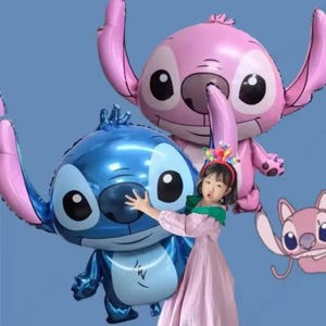 90x83cm Disney Stitch Balloon Aluminum Film Floating Air Balloon Children's Cartoon Birthday Party Non Self Sealing Balloon, lilo and stitch