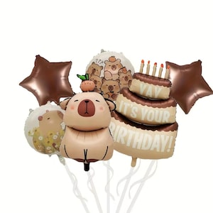 Set di compleanno di capibara, palloncini alluminati Hydrochoerus, festa di compleanno, decorazioni per feste con palloncini anime, baby shower, palloncini, decorazioni per feste, oggetti di scena per feste