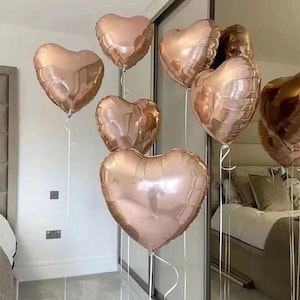 5pcs 18inch Rose Gold Heart Foil Balloons Birthday Party Decorations Kids Adult Girl Baby Shower Wedding, heart balloon, birthday balloon