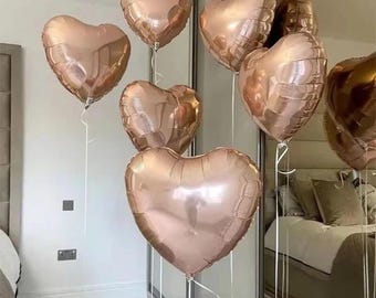 5pcs 18inch Rose Gold Heart Foil Balloons Birthday Party Decorations Kids Adult Girl Baby Shower Wedding, heart balloon, birthday balloon