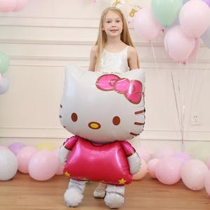 Globo de aluminio de Hello Kitty de 40 pulgadas con temática de gato de dibujos animados, globo para fiesta de bienvenida al bebé, boda, fiesta de cumpleaños para niños y niñas